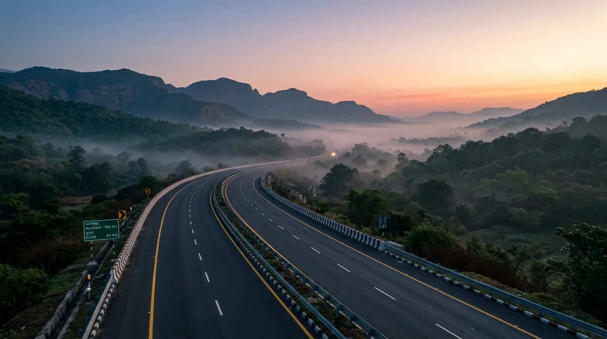 Open expressway at sunrise — best time to drive Mumbai Pune Expressway
